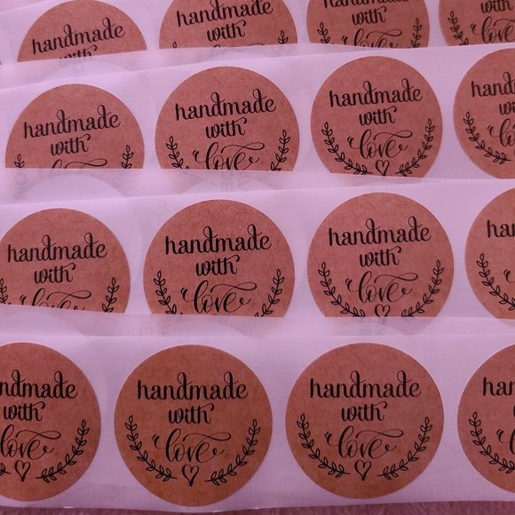 50 HANDMADE WITH LOVE Stickers 1.4" - Picture 8 of 8